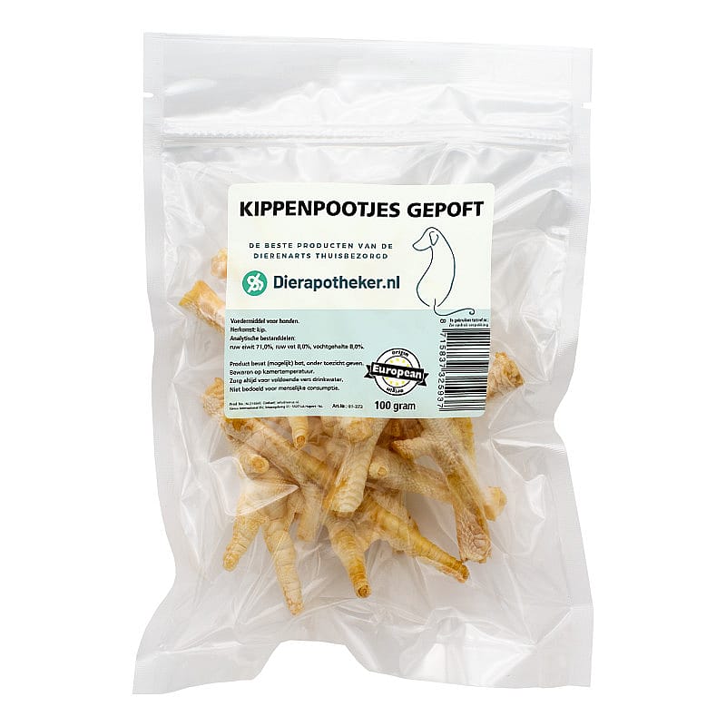 Dierapotheker Kippenpootjes Gepoft Hond | 100 gram | 15102.1