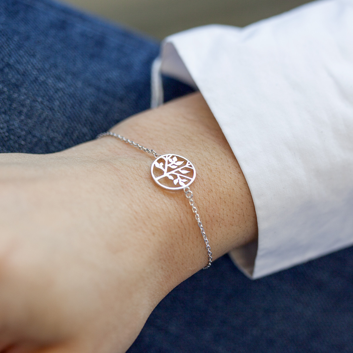 Bracelet argent 925, motif arbre de vie 18 cm