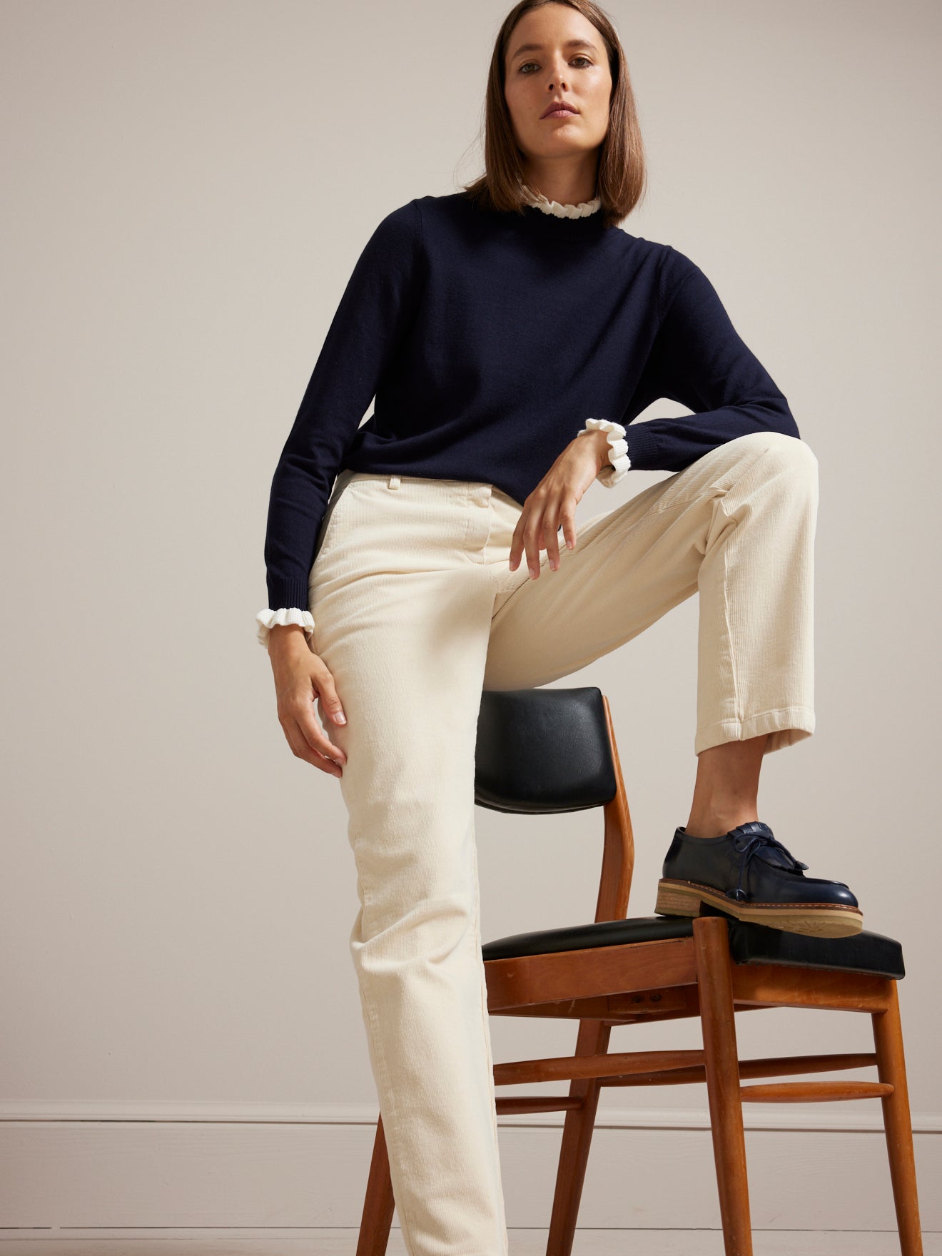Pantalon chino velours milleraies femme Jade