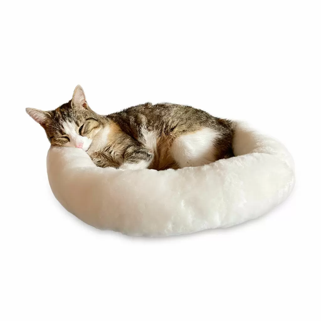 Zubehör - TierZubehör Lammfell-Kuschelbett klein beige