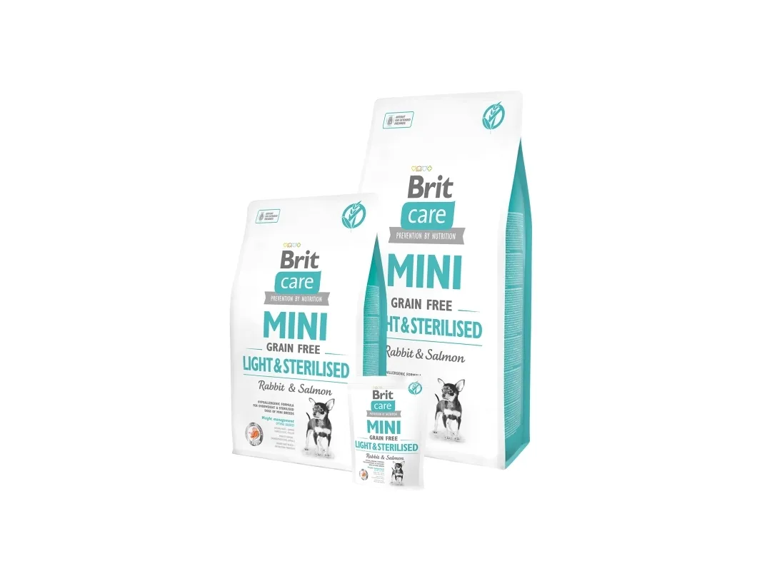 Brit Care Mini Light & Sterilised, Mini (5 - 10kg), Kanin, Laks, 2 kg