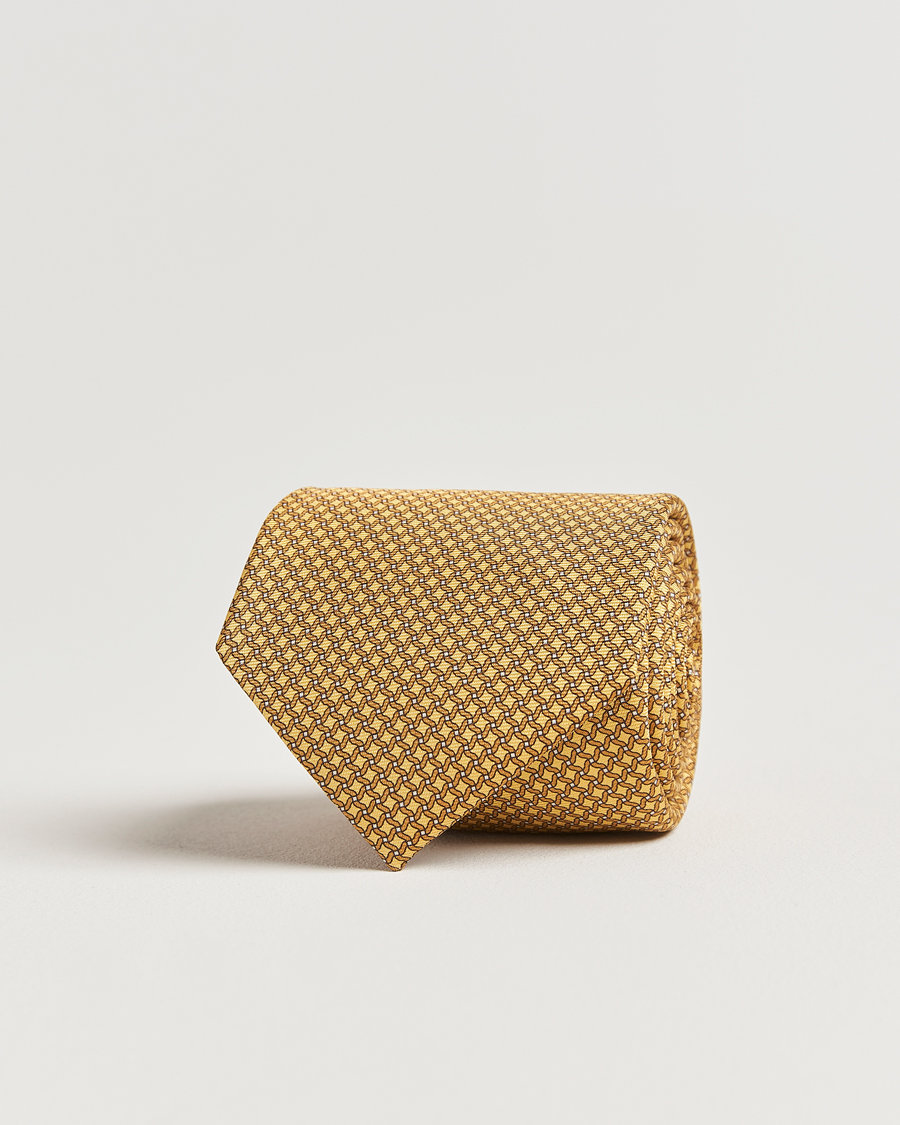 Zegna Printed Chain Silk Tie Yellow