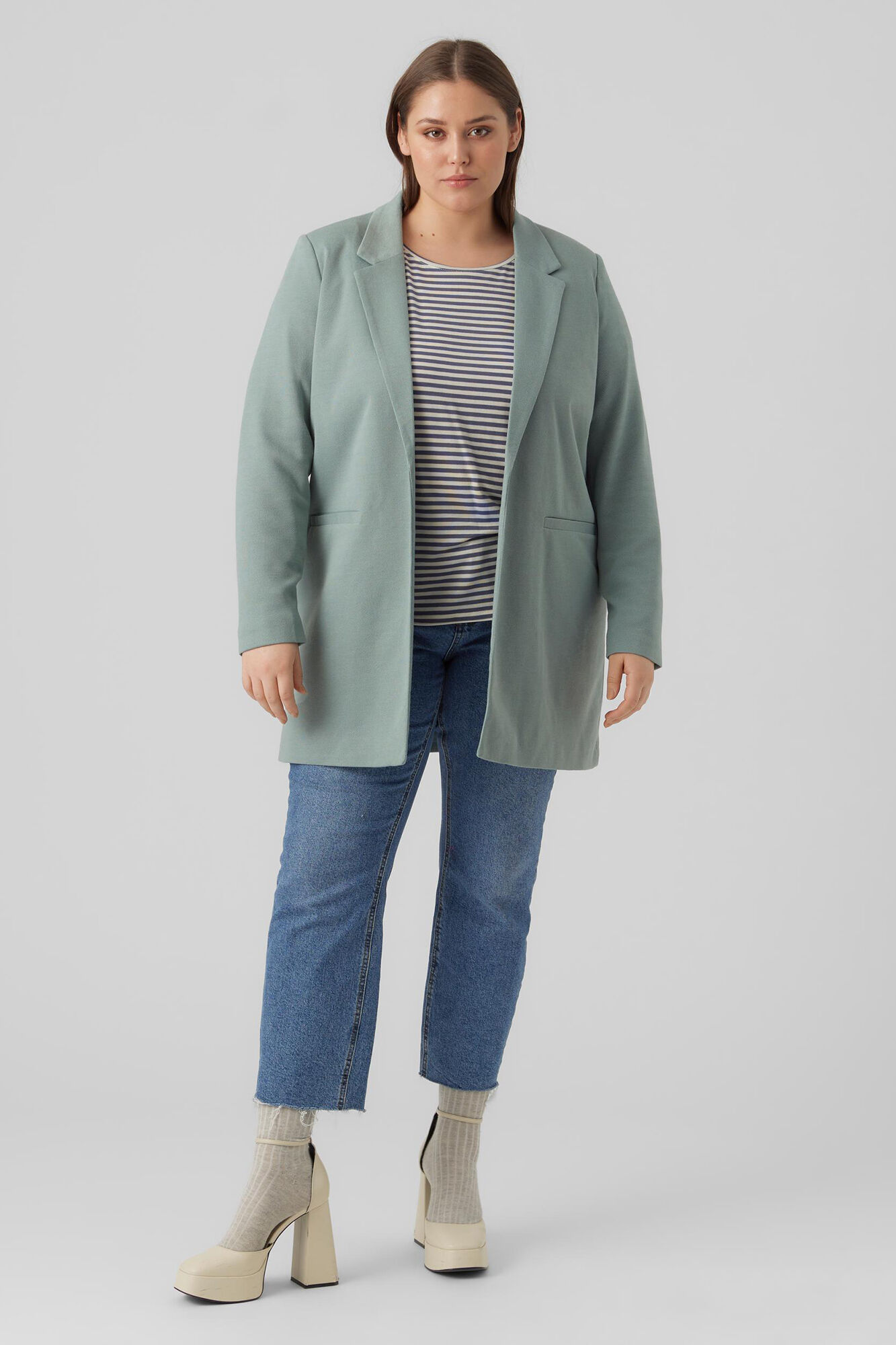 Blazer plus size com lapela - Verde
