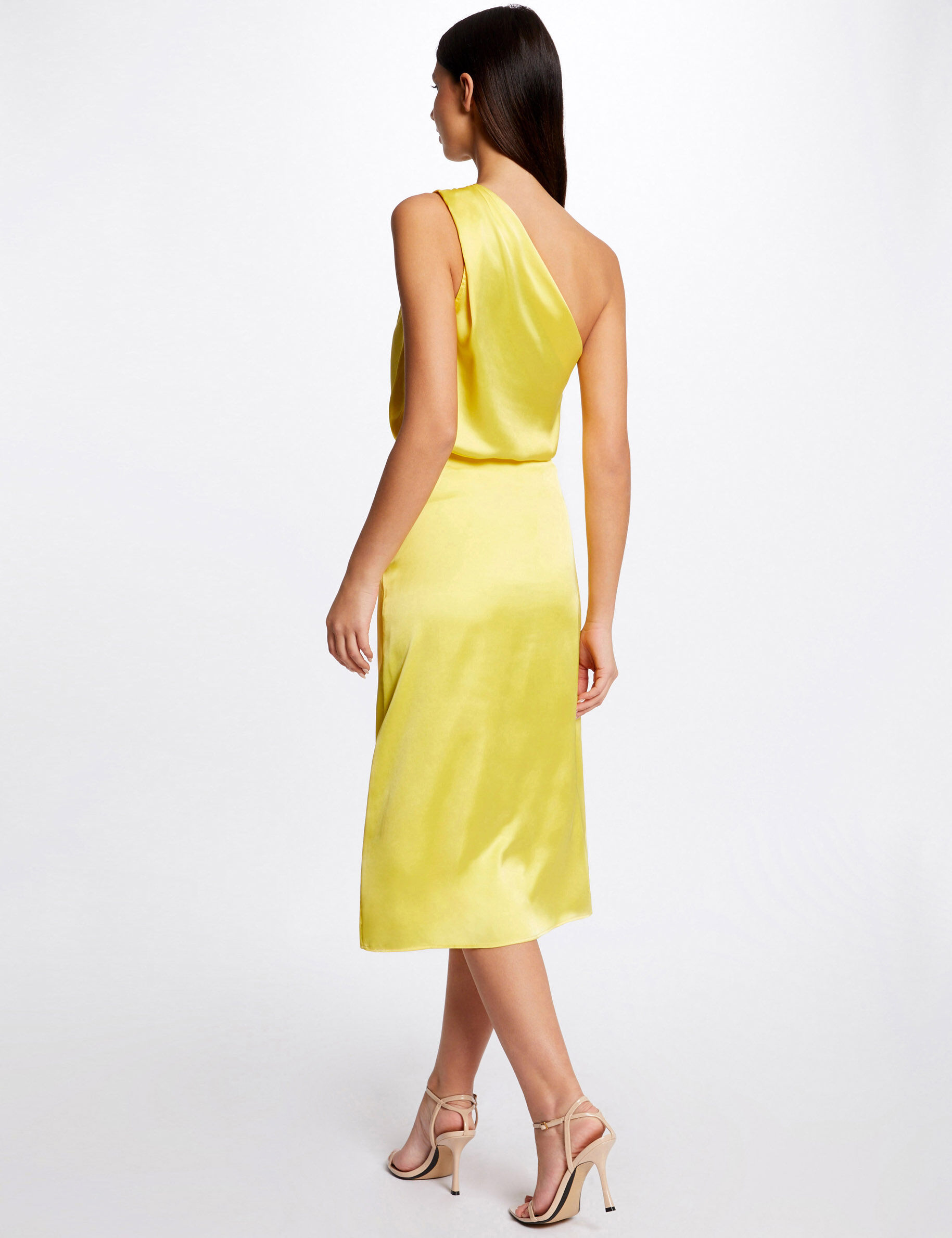 Blouse asymétrique satin jaune femme - jaune