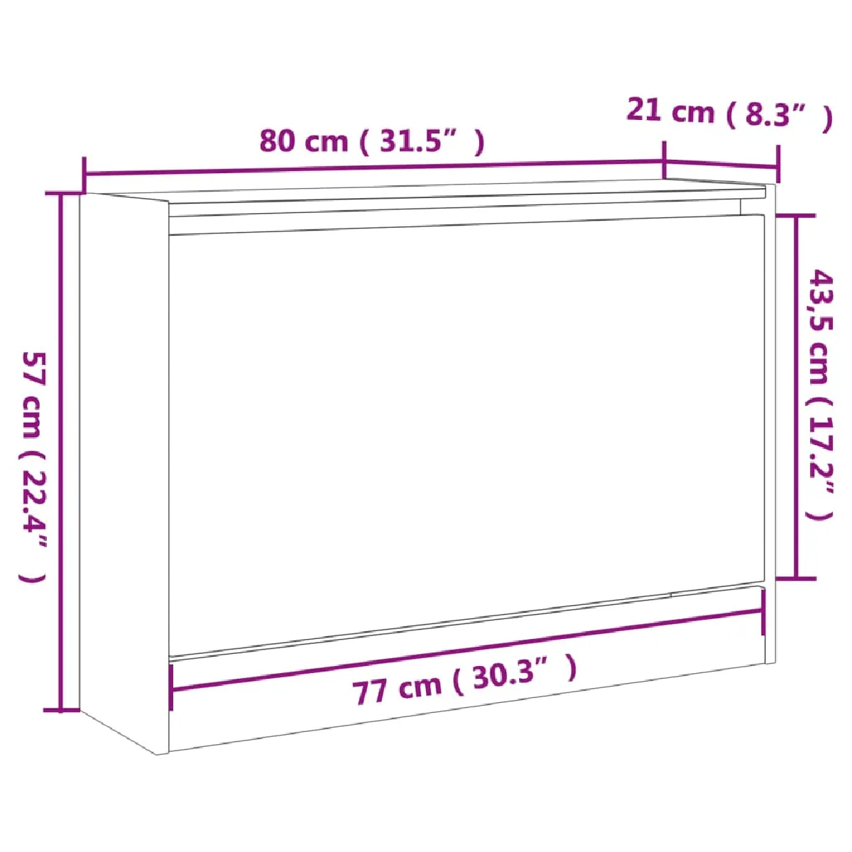 VIDAXL Armoire à chaussures 80x21x57 cm chêne sonoma
