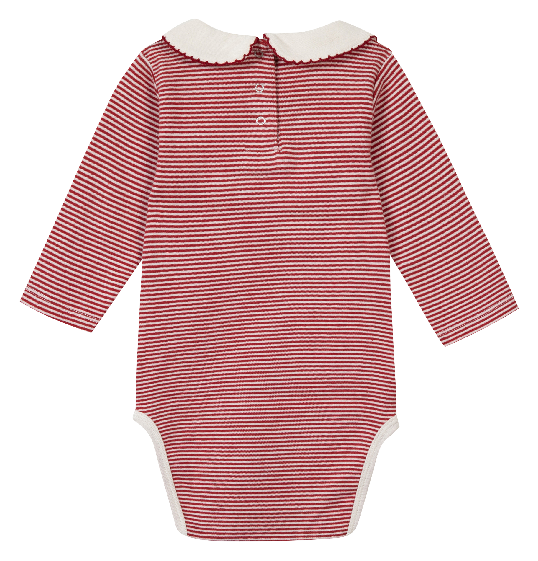 BONJOUR BONSOIR - Body col claudine rayé en coton bio| Rouge
