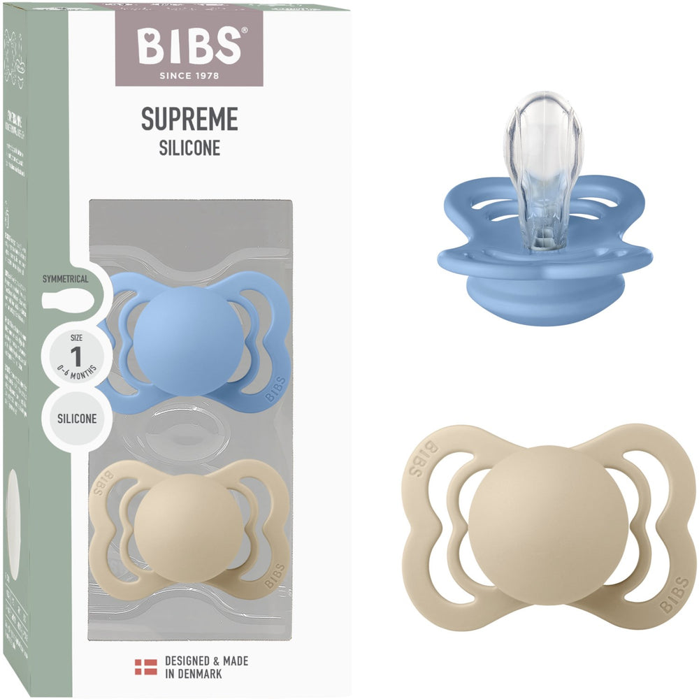Køb Bibs Vanilla/Sky Blue Sut Supreme 2-Pak Silikone