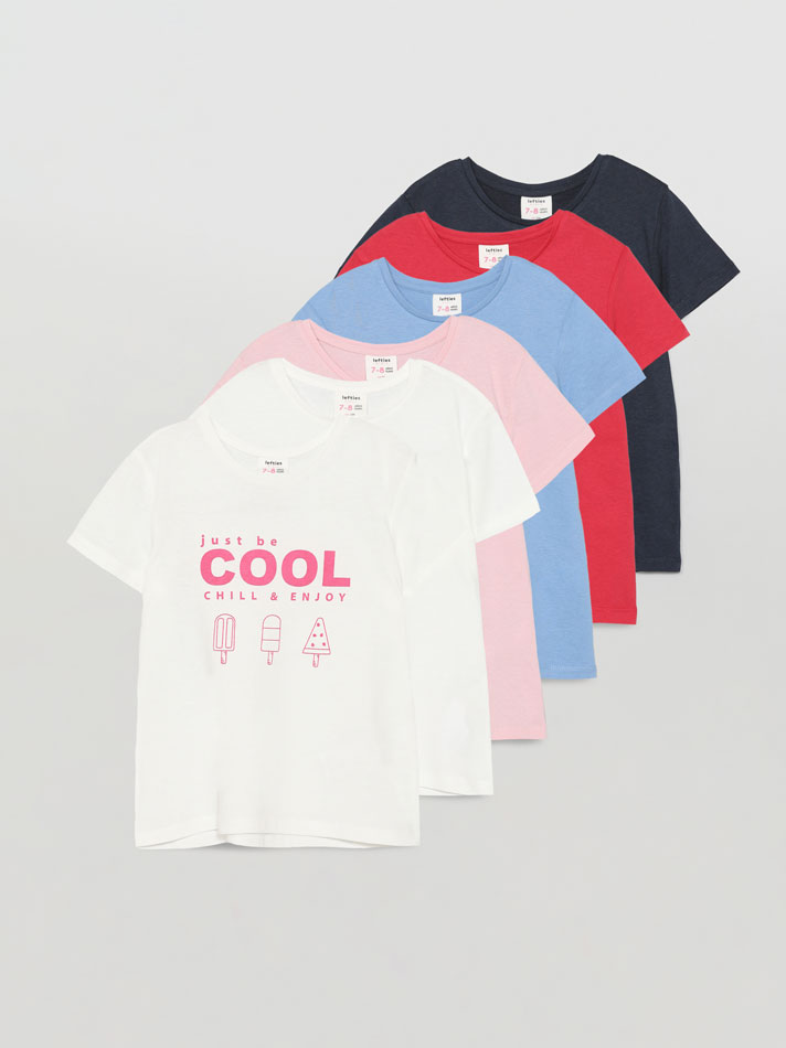 Pacote com 6 camisetas de manga curta, estampadas e lisas - Off-White