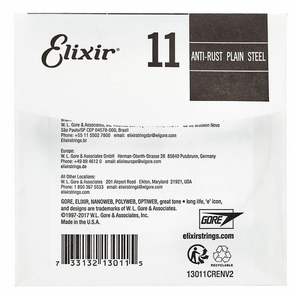 Elixir .011 Plain Steel Einzelsaite