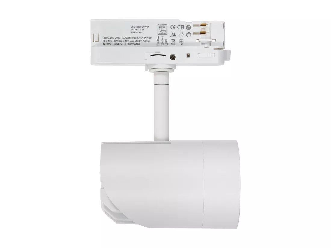 Spot LED sur Rail Triphasé 30W Fuji Blanc 4000K Blanc neutre