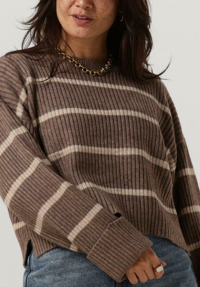 CO\\'COUTURE beige co'couture trui row stripe box crop knit