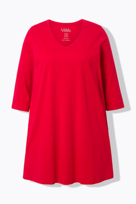 Longshirt, A-Linie, V-Ausschnitt, 3/4-Arm
