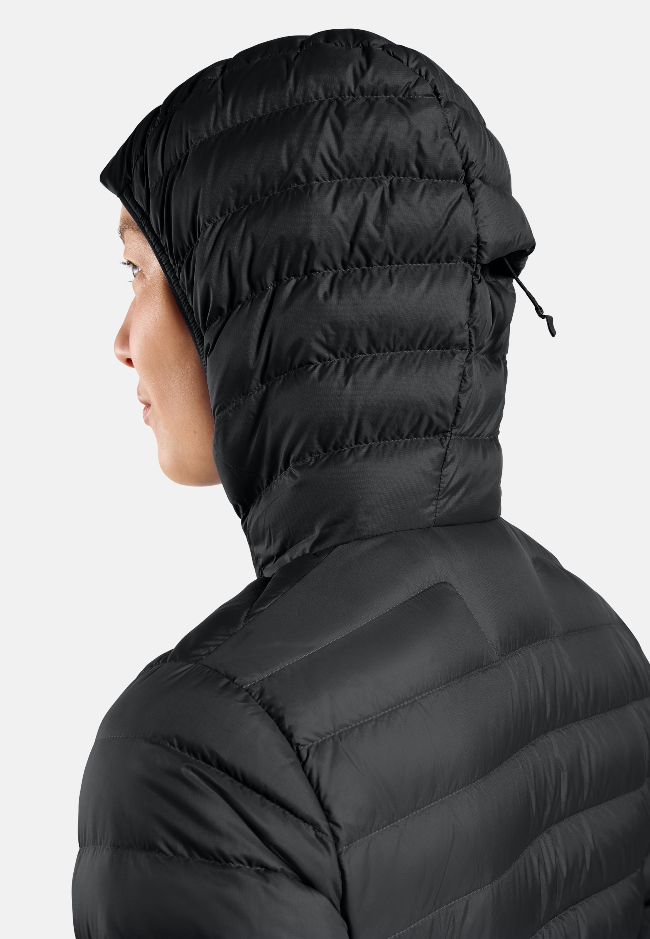 Kompakte X-Alp Daunenjacke mit Kapuze 2.0 in black
