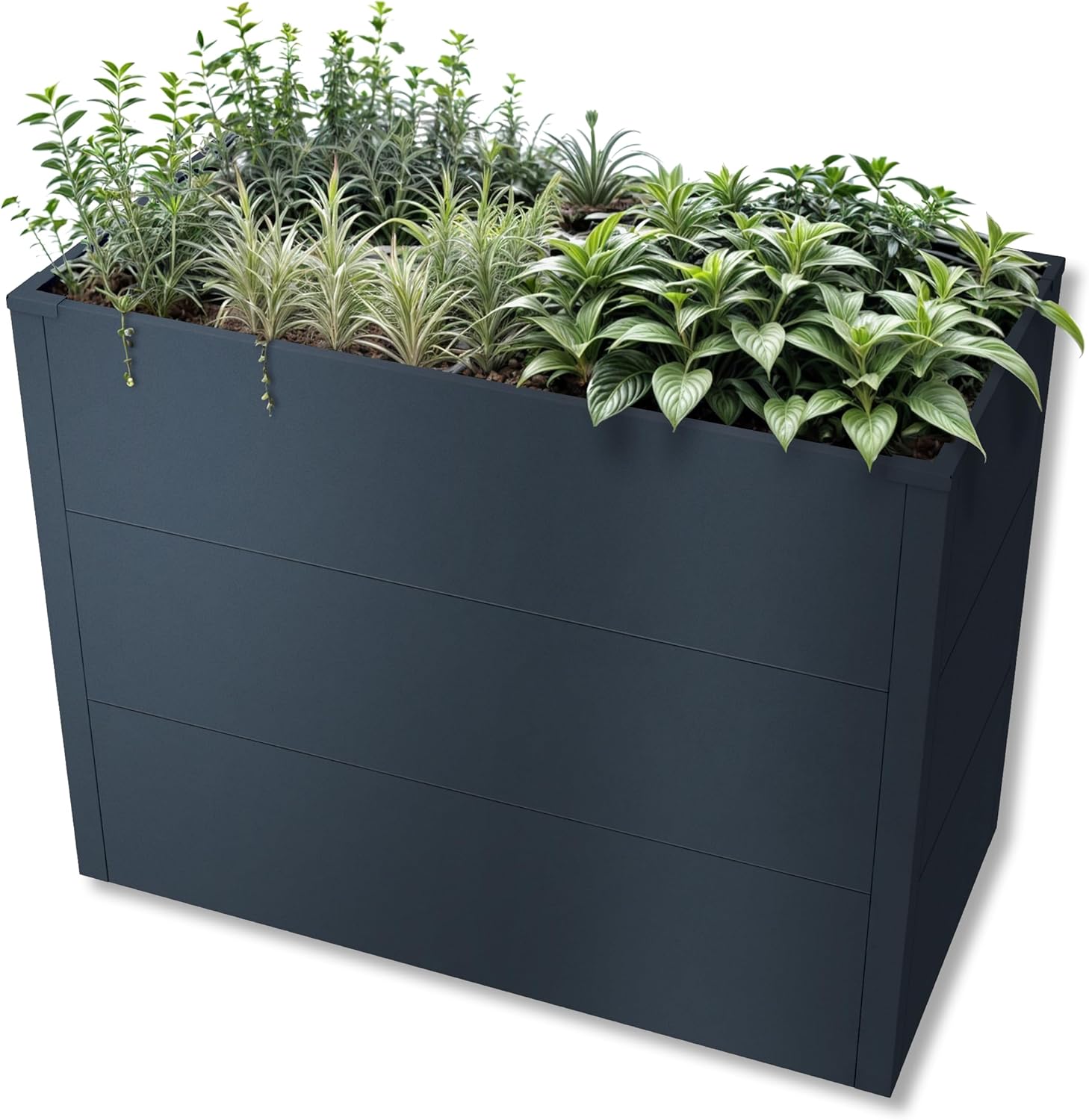 Metzler Hochbeet für den Garten oder Balkon – Stahl in Anthrazit | Witterungsbeständiges Metall-Gartenbeet, Pflanzenbeet, Blumenhochbeet | 100 x 50 x 77 cm
