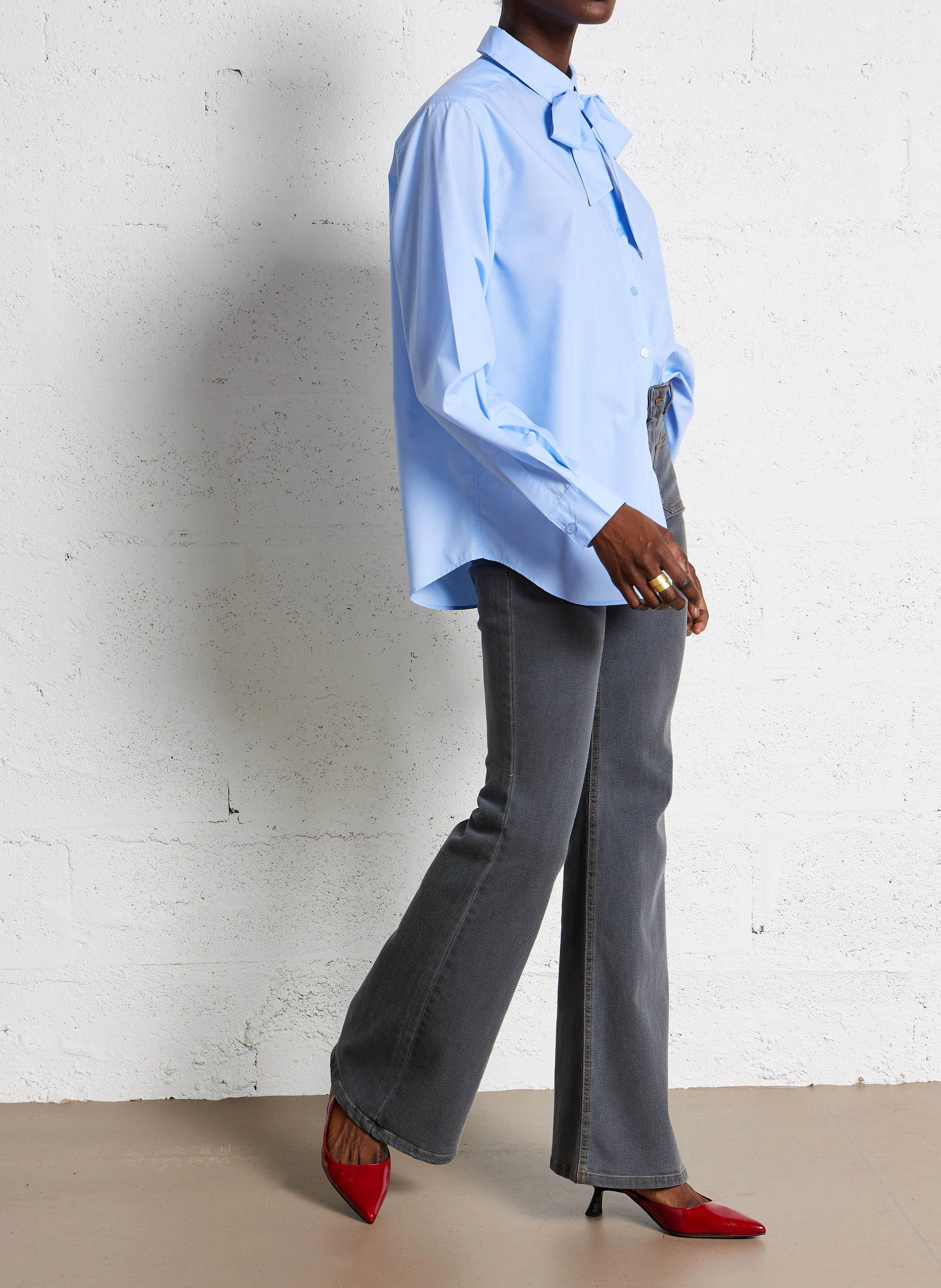 ODESSADENIM - Jean flare en coton | Gris
