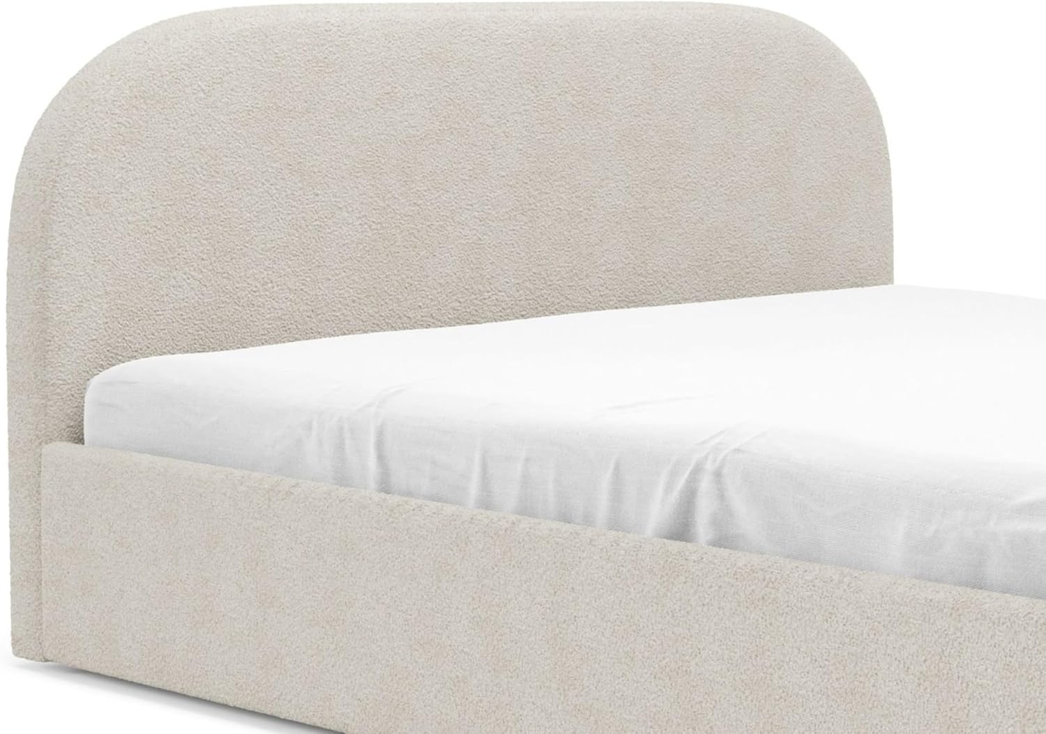 Moon Polsterbett mit Lattenrost aus Holz Doppelbett mit Lattenrost Moon Kopfteil 90x200 120x200 140x200 160x200 180x200 200x200 (Quelle 02 - Creme, 140x200)
