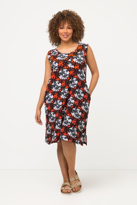 Sweatkleid, A-Linie, Taschen, Rundhals, ärmellos