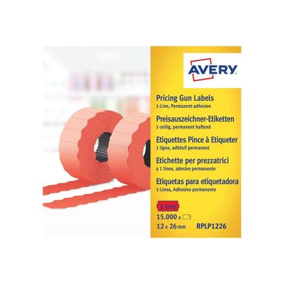 Avery - Boîte de 10 rouleaux de 1500 étiquettes permanentes - 12 x 26 mm - rouge