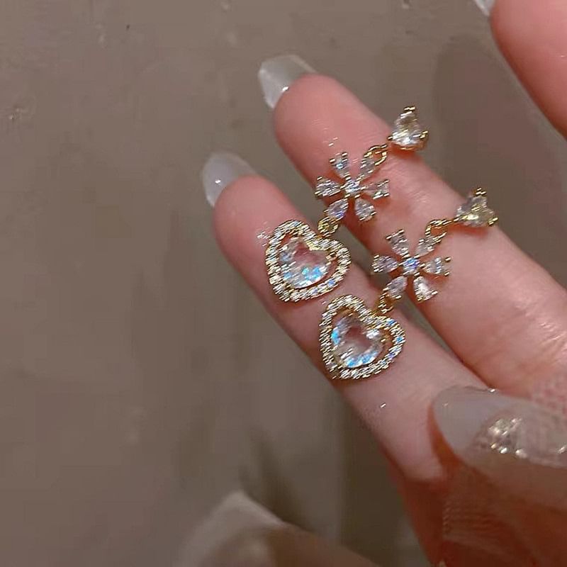 Strastruck - Hartvormige Strass Legering Oorbel