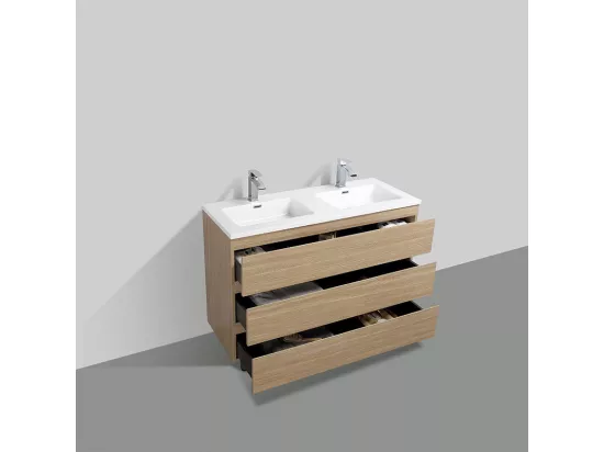 Meuble salle de bain design double vasque VERONA largeur 120 cm chêne clair texturé