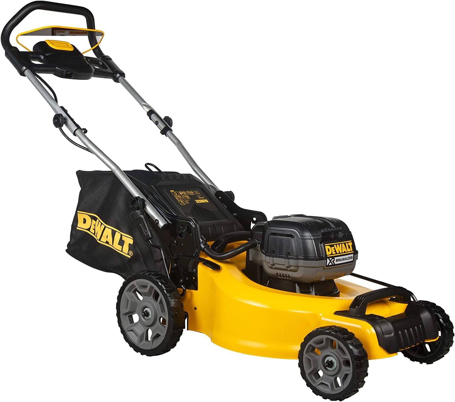 DEWALT - Tondeuse XR Brushless 18V 5Ah Li-Ion - DCMW564N-XJ - Tondeuse à Gazon sans Fil avec Sac de Ramassage de 55l - Largeur de Coupe 48cm - Tonte jusqu’à 800m2 - 36V