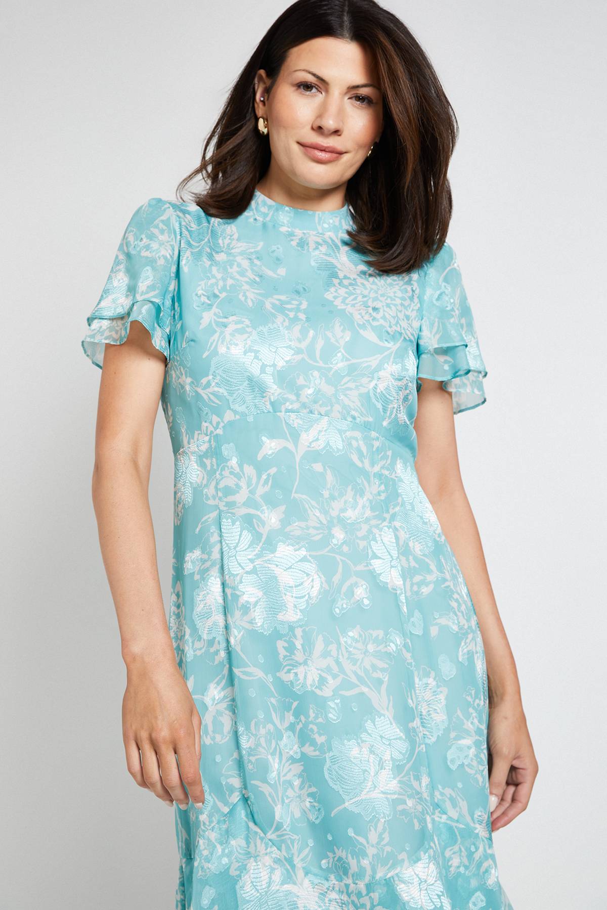 Wallis Robe Midi À Volants Avec Motif Floral Dévoré