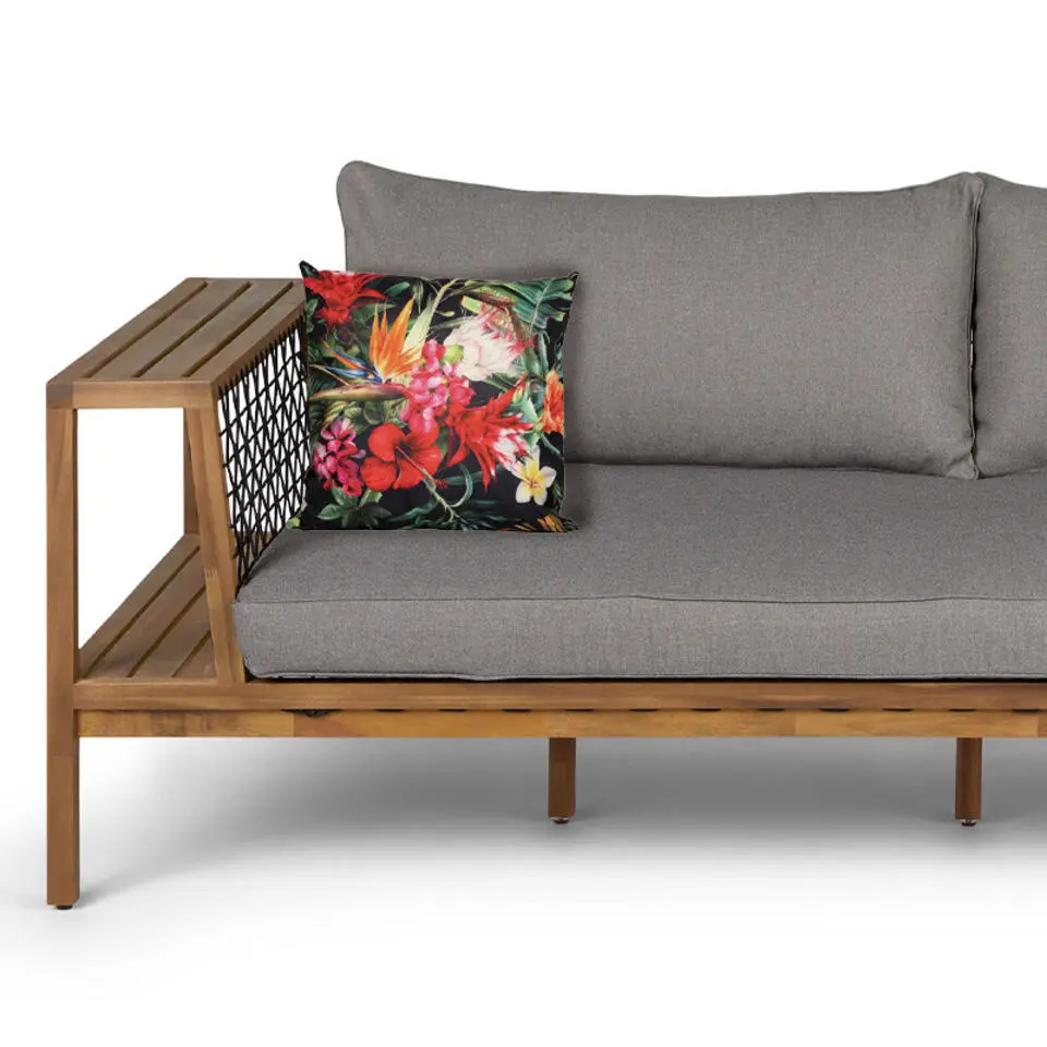 Anna's collection buitenkussen bloem - rood/zwart - 60 x 60 cm