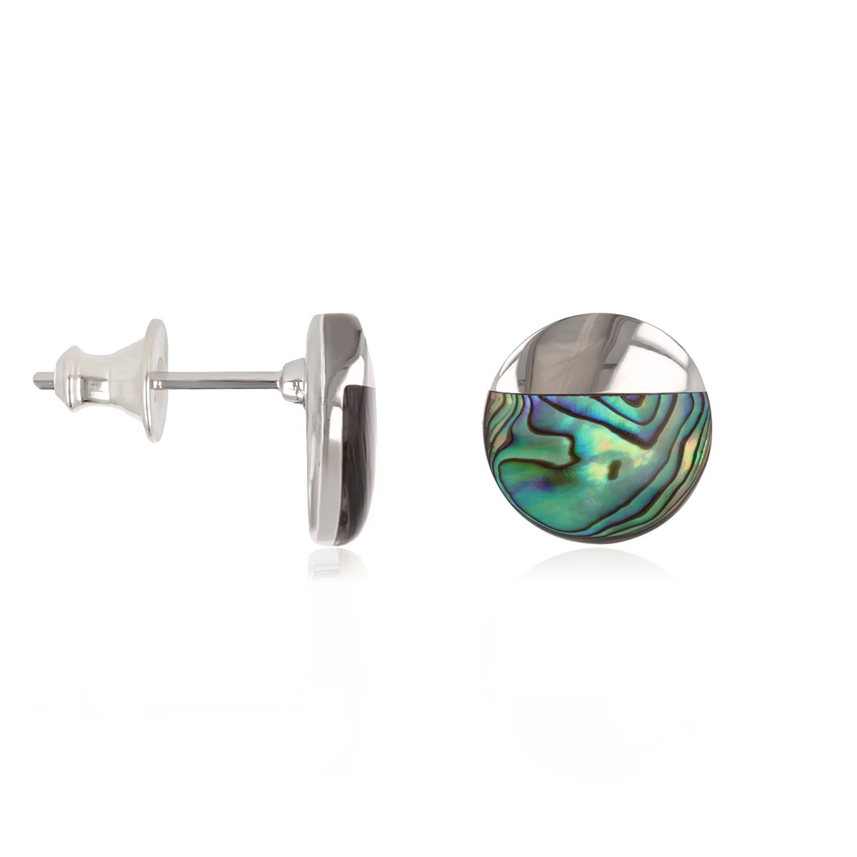 Boucles d'oreilles disque Nacre abalone argent 925 - Bijoux élégants et tendance | Aden