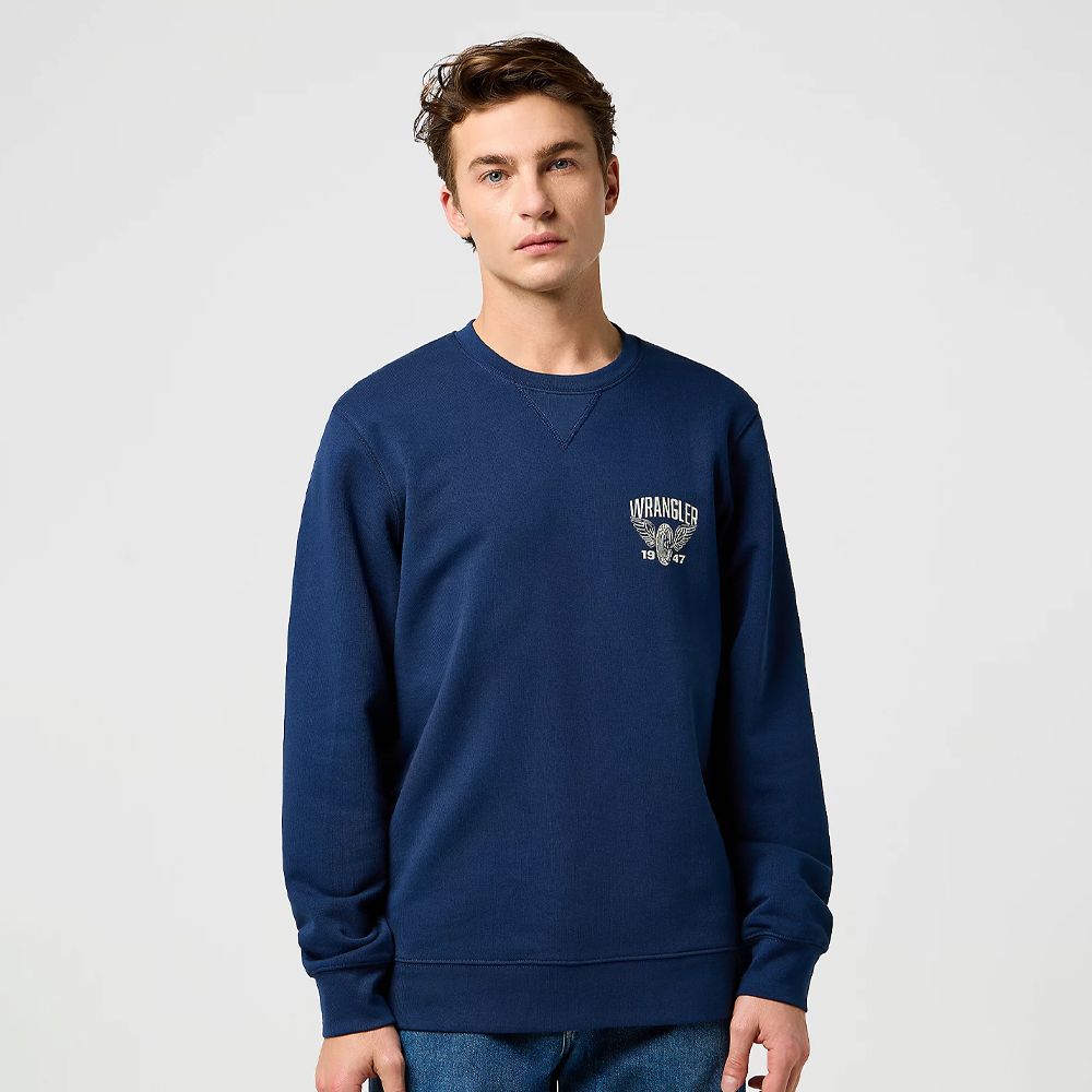 Wrangler mens Regular Americana Crew Navy