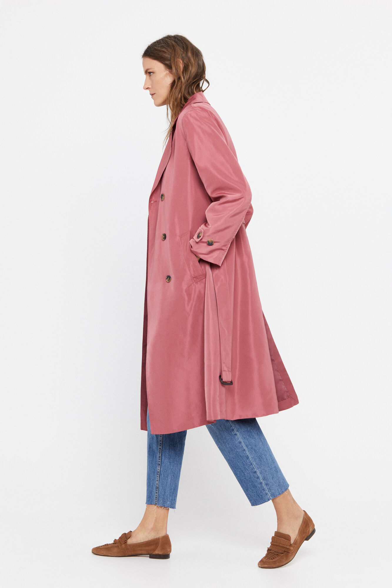 Gabardine técnica repelente à água. - Rosa