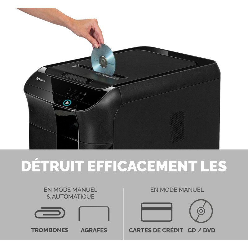 Destructeur Fellowes AutoMax 550C - coupe croisée