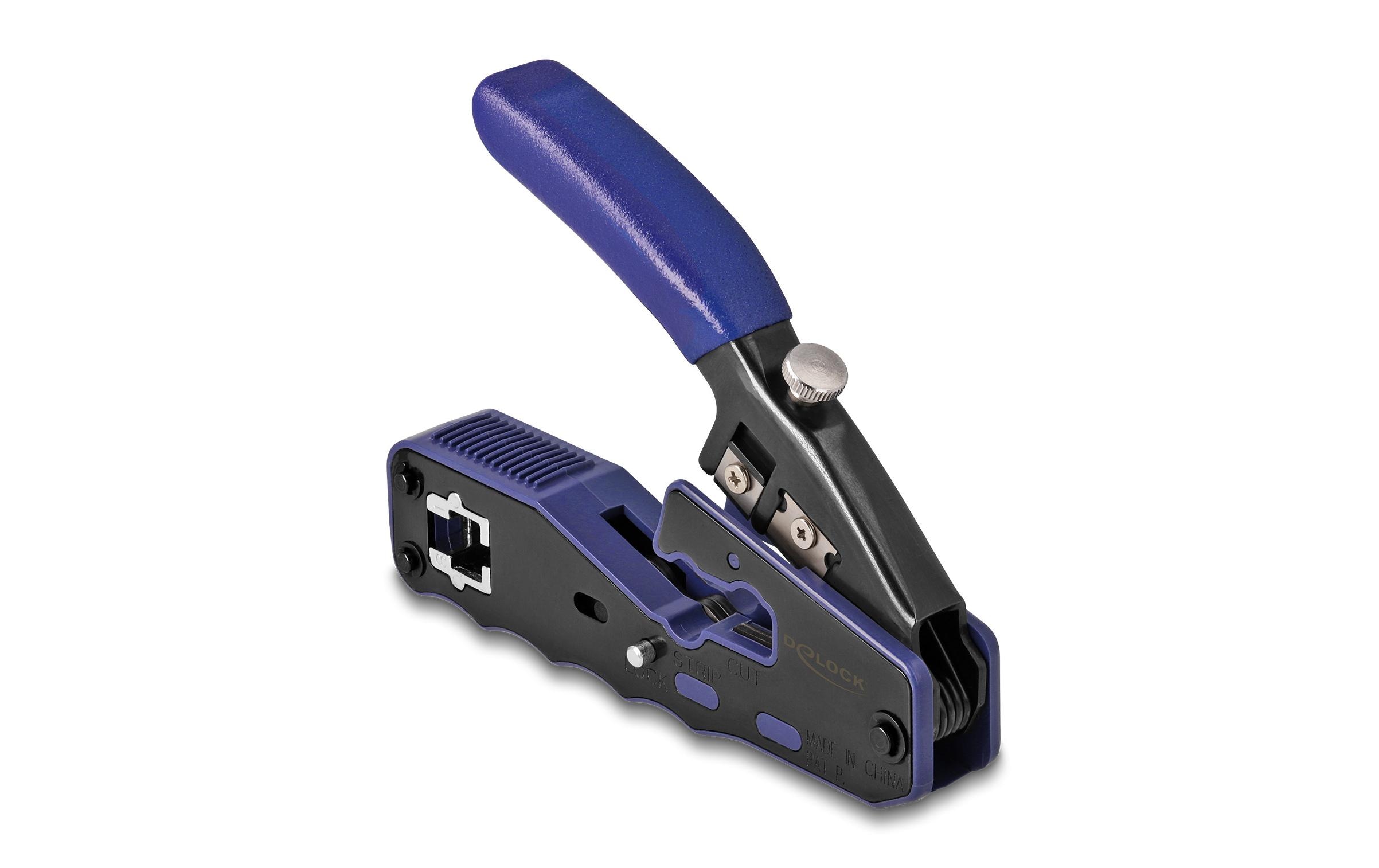 Crimpzange für 8P/ RJ45 ModularsteckerDelock Crimpzange für 8P/ RJ45 Modularstecker mit Klinge und Abisolierer (Easy-Connect)