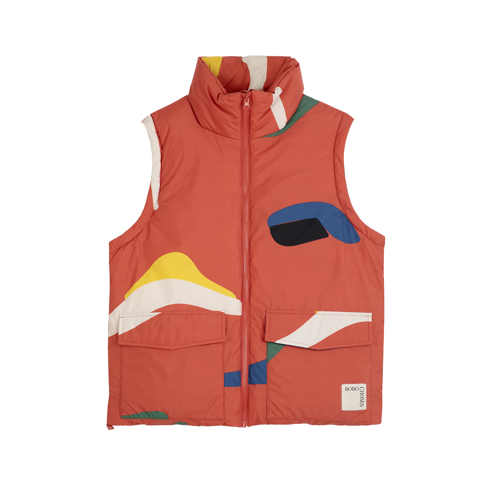Doudoune col montant imprimé | Rouge