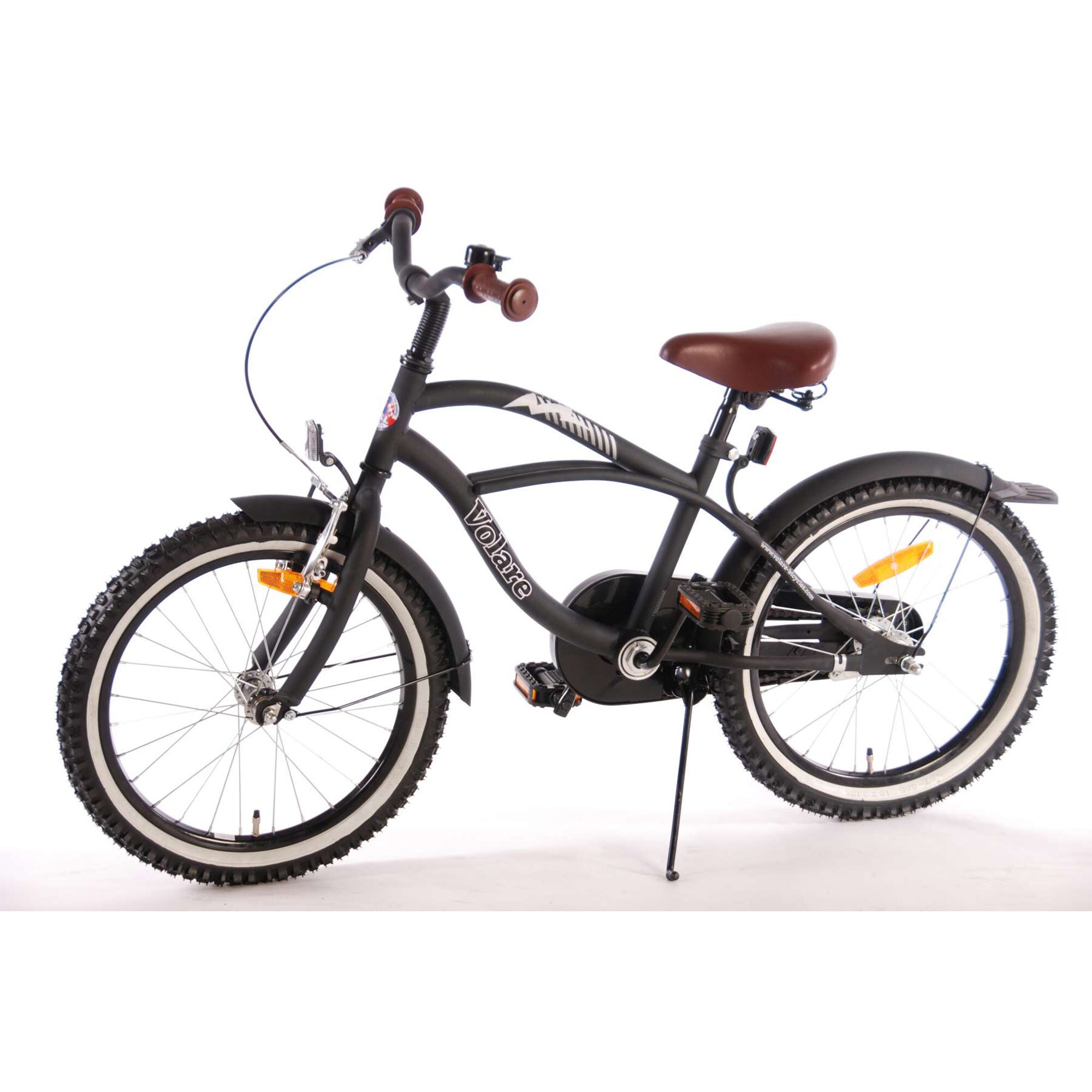 Volare Black Cruiser Kinderfahrrad 18 Zoll Mädchen Jungen 4 - 7 Jahre Kinder Fahrrad 104 - 116 cm mit Rücktrittbremse