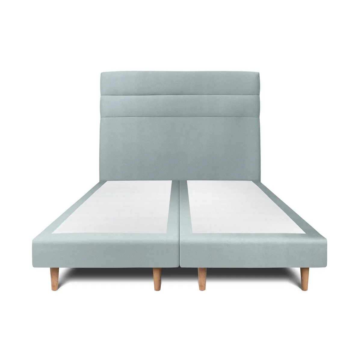 Sommeil de plomb Lit 160x200cm - Tête de lit lignes velours - Double sommier tapissier gris bleuté