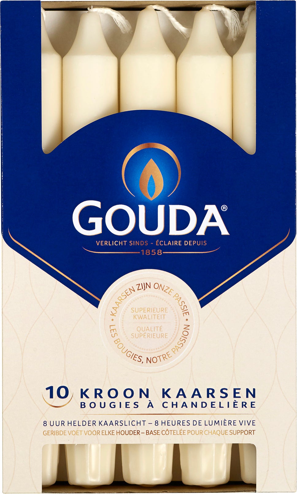 Gouda dinerkaars crème 8 uur D 2,5 H 20,6 cm 10 stuks