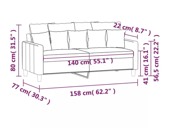 Canapé à 2 places Marron 140 cm Velours