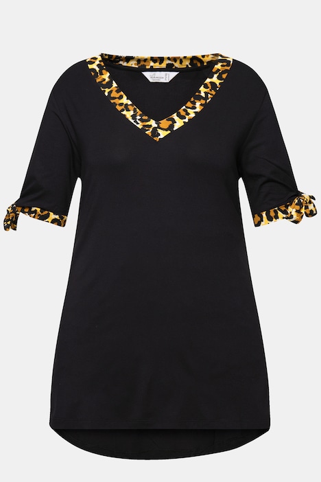 Longshirt, Leo-Einfassungen, Halbarm mit Schlitz oben