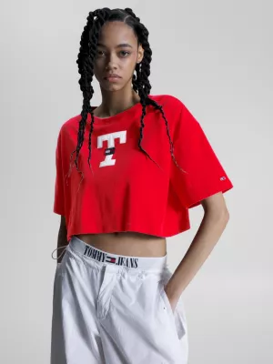 Camiseta Letterman Cropped Oversized