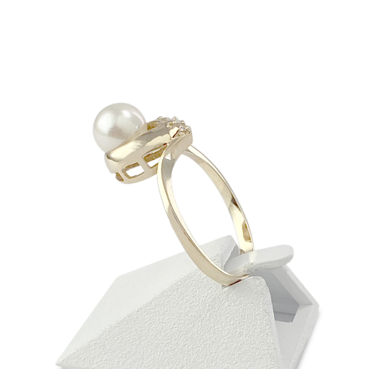 Bague d'occasion or 750 jaune diamants perle de culture