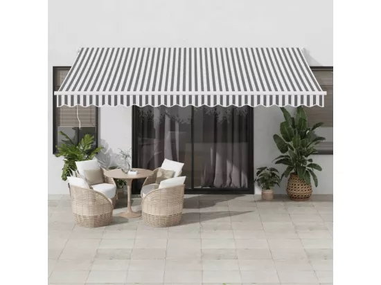 Auvent rétractable anthracite et blanc 4,5x3 m tissu/aluminium