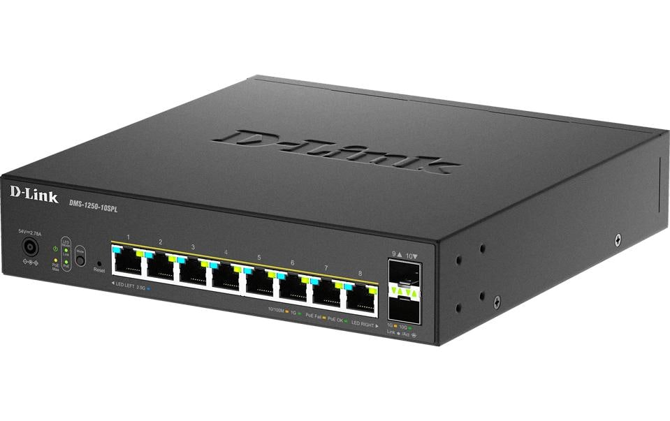 PoE Switch DMS-1250-10SPL 10 Port<br>8-Port Multi-Gigabit Smart Managed Switch