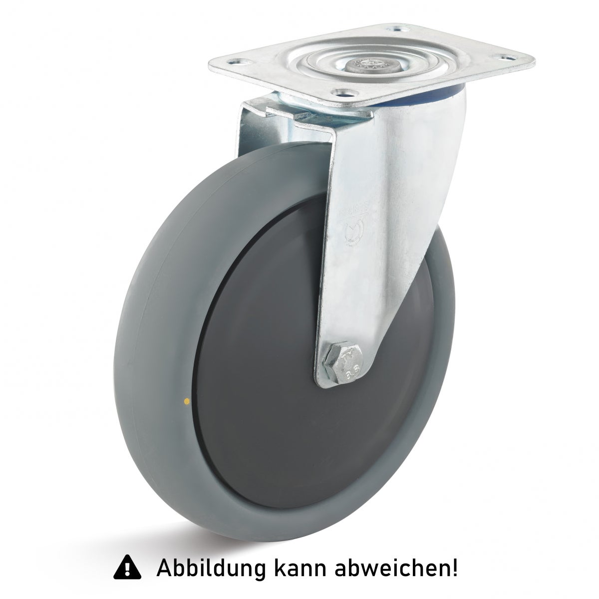 Rollcart TPE-ESD zwenkwiel Ø160x40mm in grijs, draagvermogen 180kg met kunststof rand