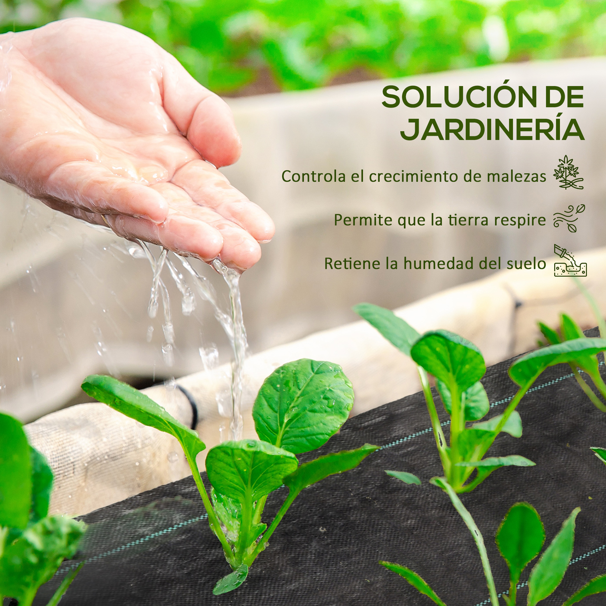 Tecido de controle de ervas daninhas preto Outsunny para gramados de jardim