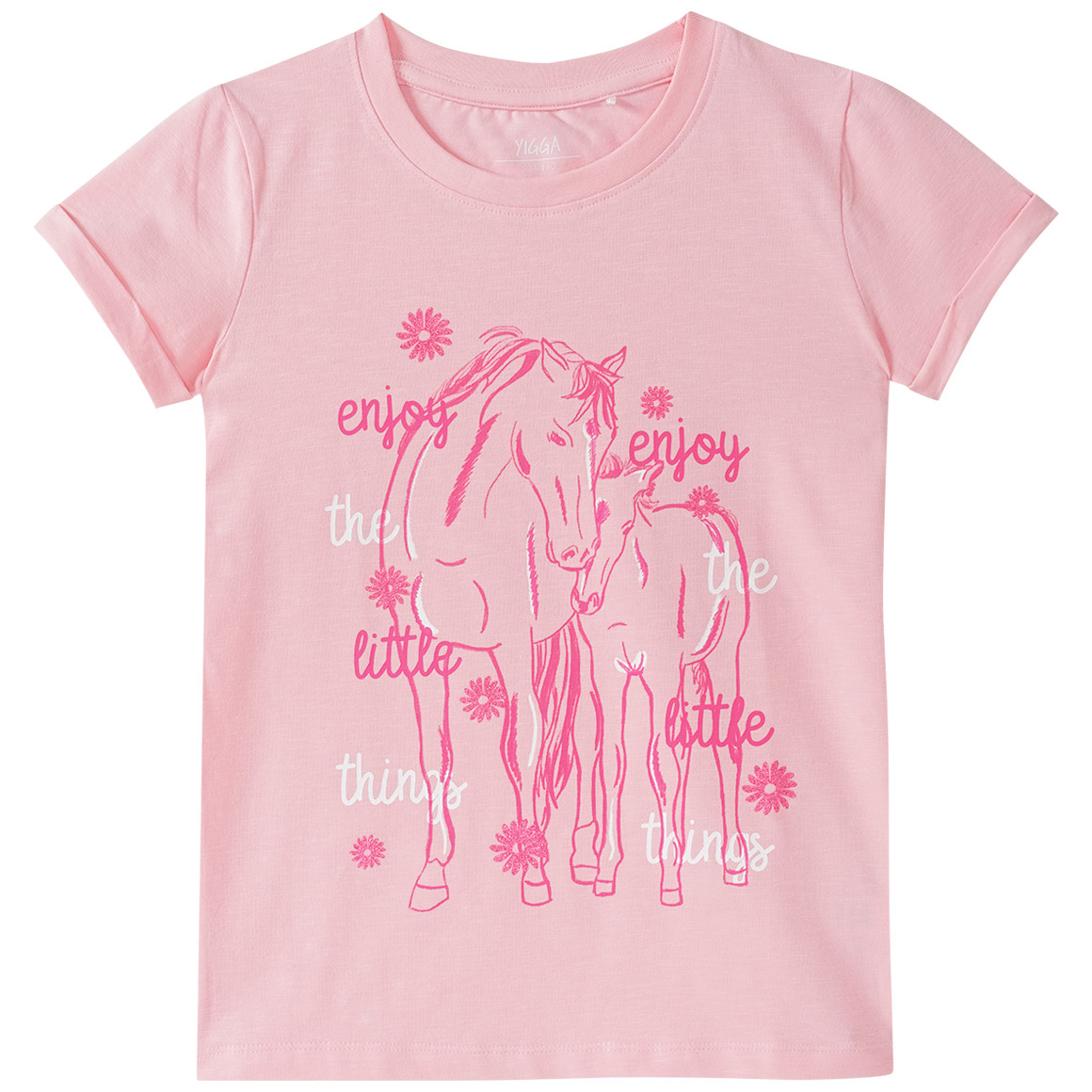 Yigga Mädchen T-Shirt mit Pferde-Print rosa