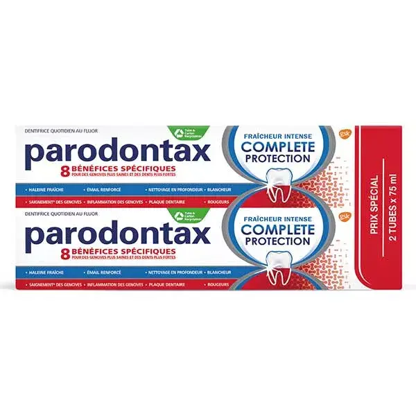Pasta de dentes Parodontax Proteção Completa, Frescor Intenso para Gengivas, Pacote com 2 x 75ml