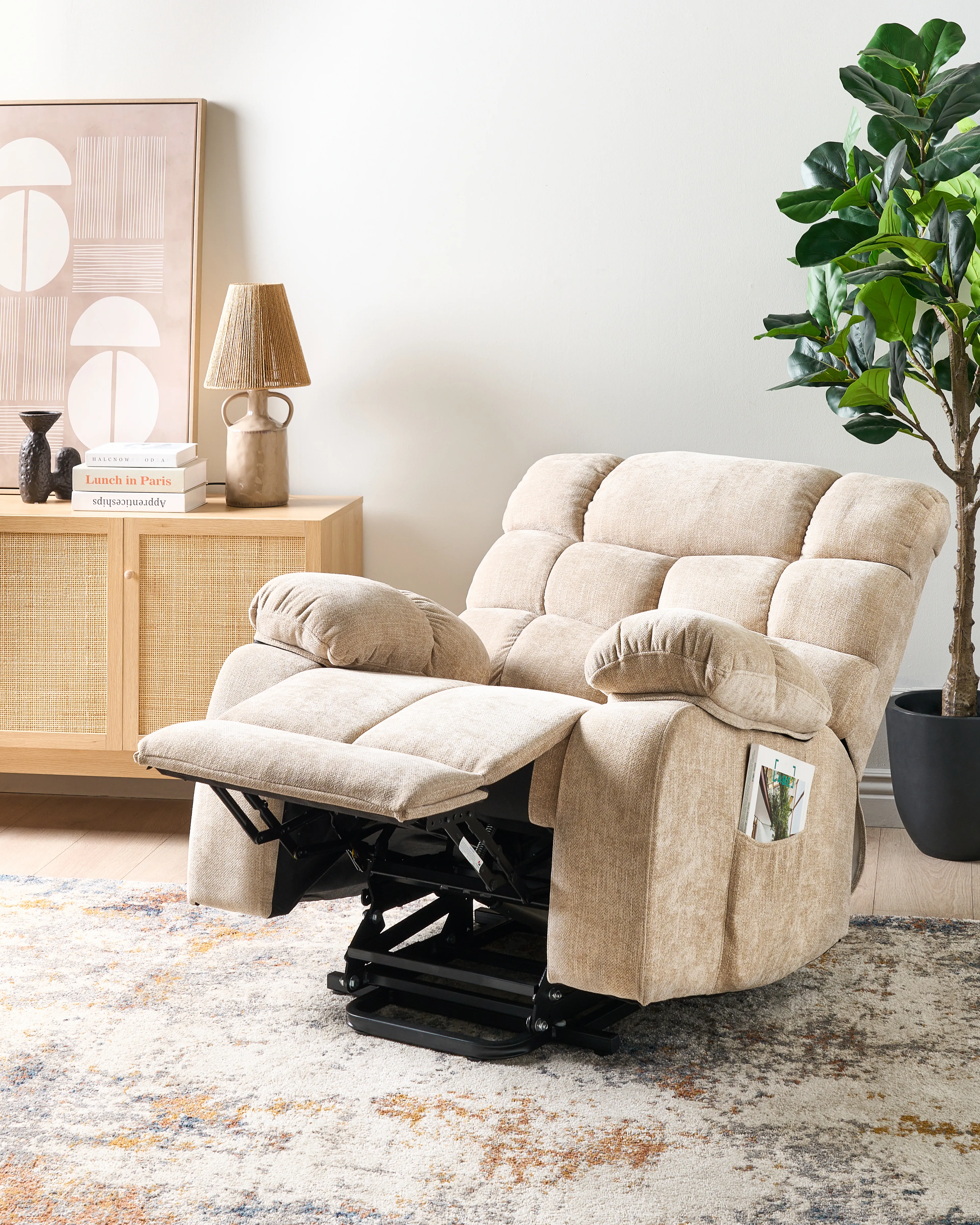 Elektrische relaxfauteuil ARES inclusief voetensteun Stof Beige