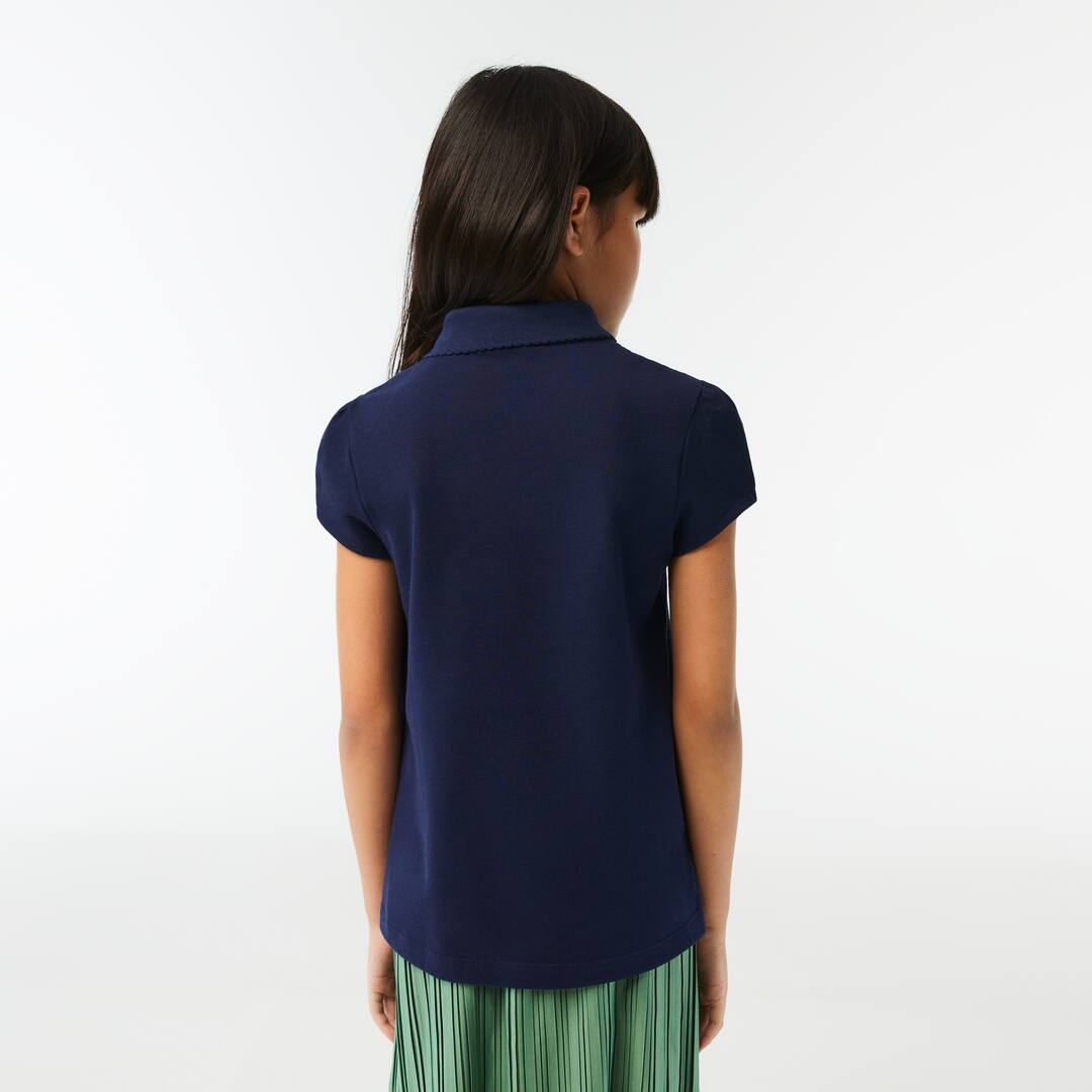 Polo Fille Lacoste en mini piqué avec col festonné Polos - Bleu - Lacoste - Fille