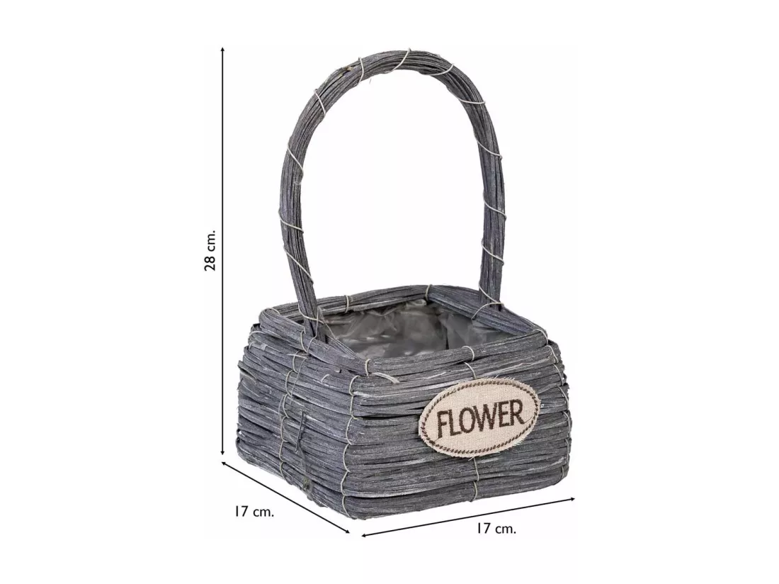 Panier en osier gris 17x17x28h