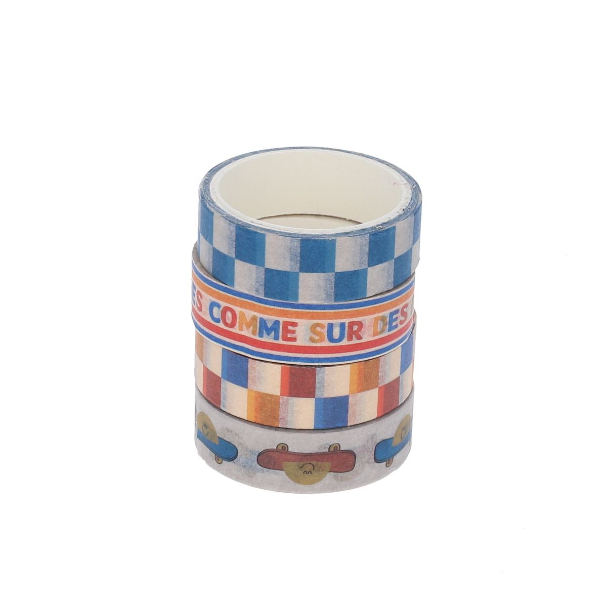 Lot de 4 rouleaux de ruban adhésif - Skate park Mercredi et Patati